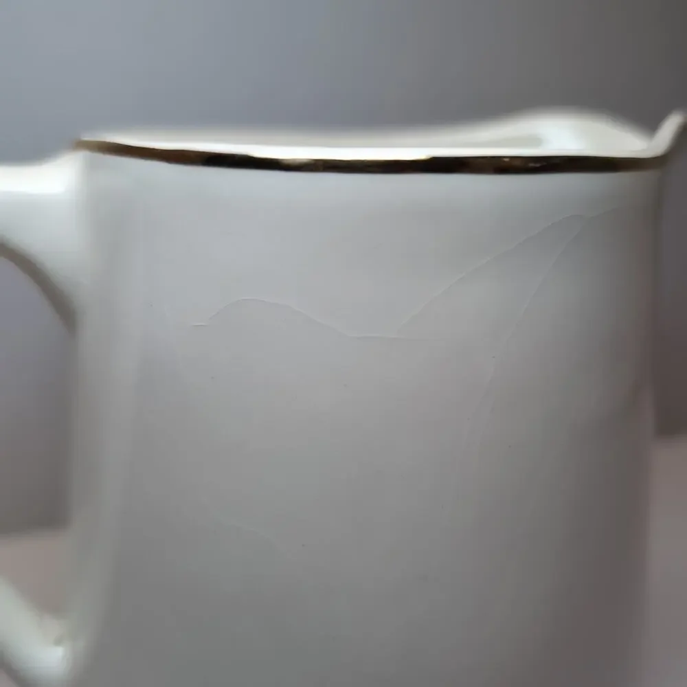 Vintage Sabin China Cathy Rose‎ Pitcher Smooth Edge Gold Trim